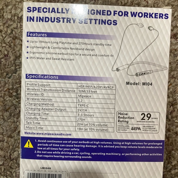 Mipeace Neckband Noise isolating earbuds - Picture 2 of 3